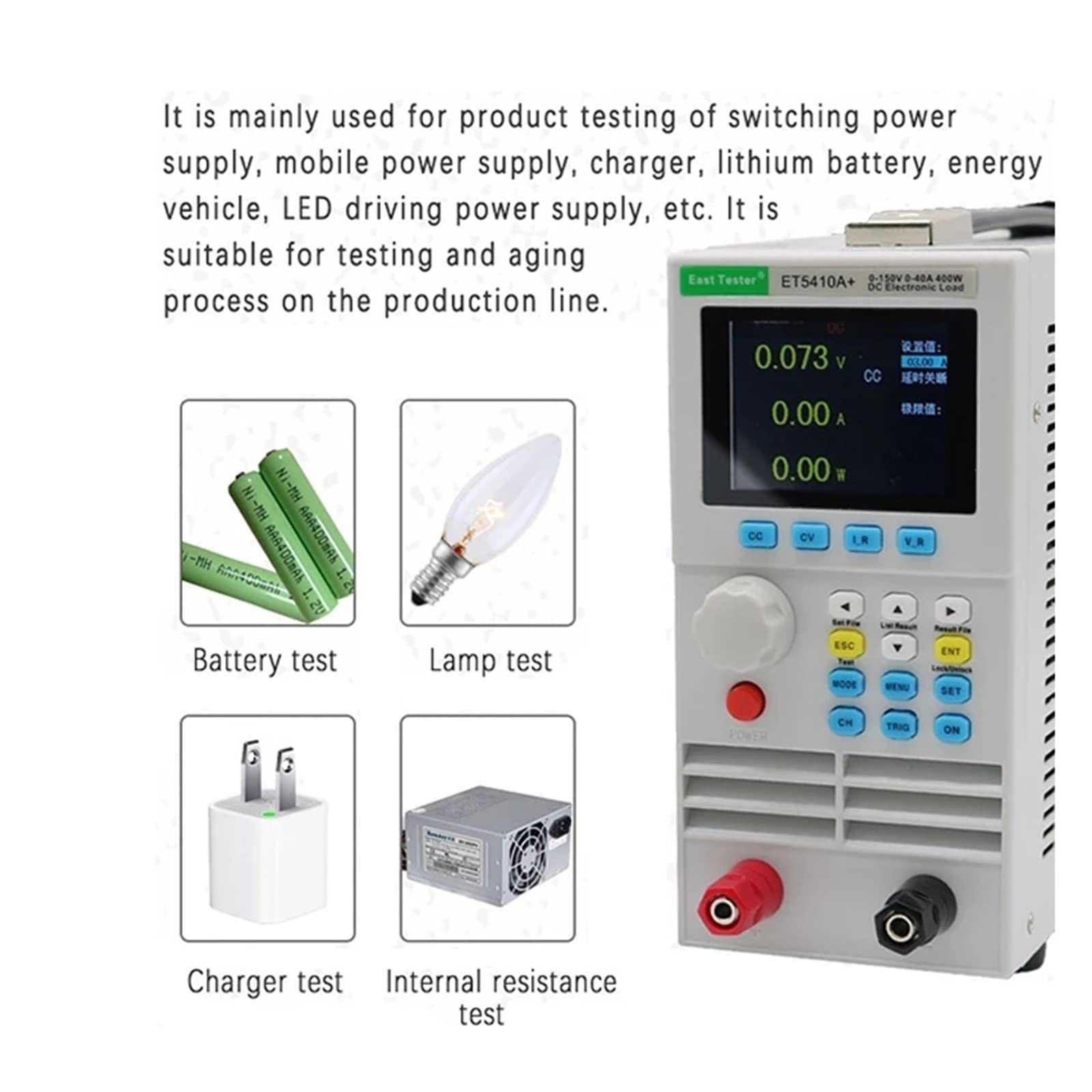 Labornetzteil, 400 W 150 V 40 A Batterietester Einkanaliger programmierbarer DC-Elektroniklast-Batteriekapazitätstester Lastmesser-Monitor