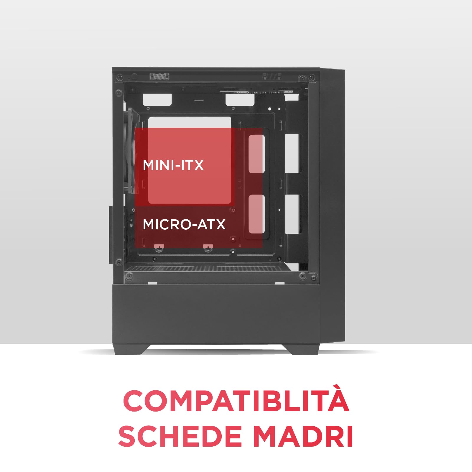 Nuwo Gigan BK100 Case PC Gaming Micro-ATX Mini-ITX | Mini Tower Frontale e Laterale in Vetro Temperato Panoramico | Ventola 120mm Preinstallata