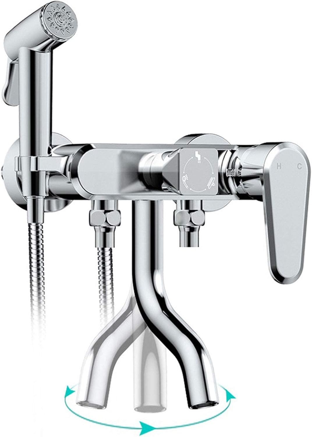 Bathroom Shower System Chrome, Wall Mounted Shower Set Brass with Shower Head Bath Tap, Adjustable Height Shower Mixer Set for Hotel Gym