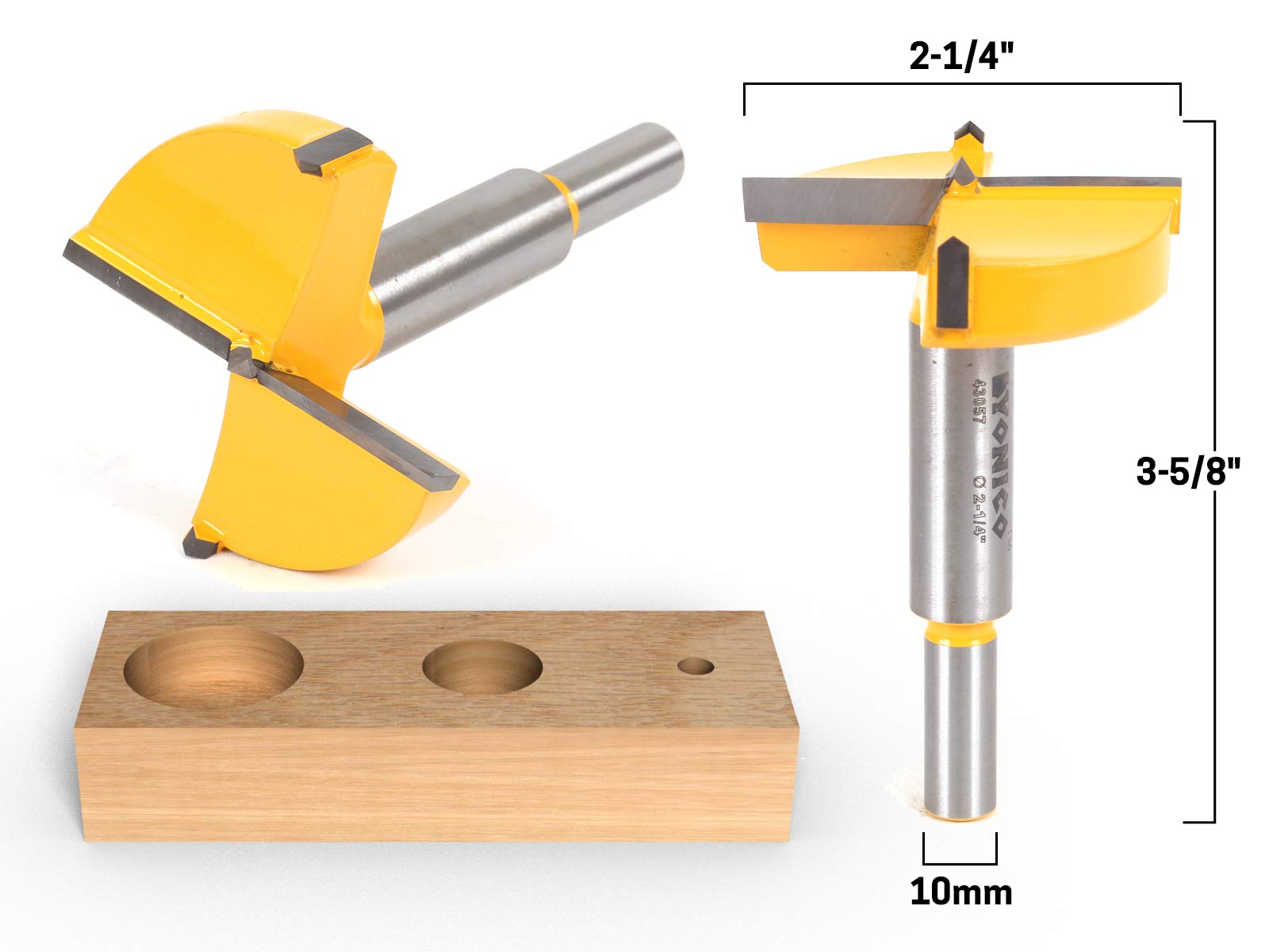 Yonico 43057C 2-1/4-Inch Diameter Carbide Forstner Drill Bit 10mm Shank, 2.25 inches - Image 2