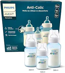 Kit Triplo Mamadeira Anti-Colic Philips Avent 125ml + 260ml + 330ml Azul