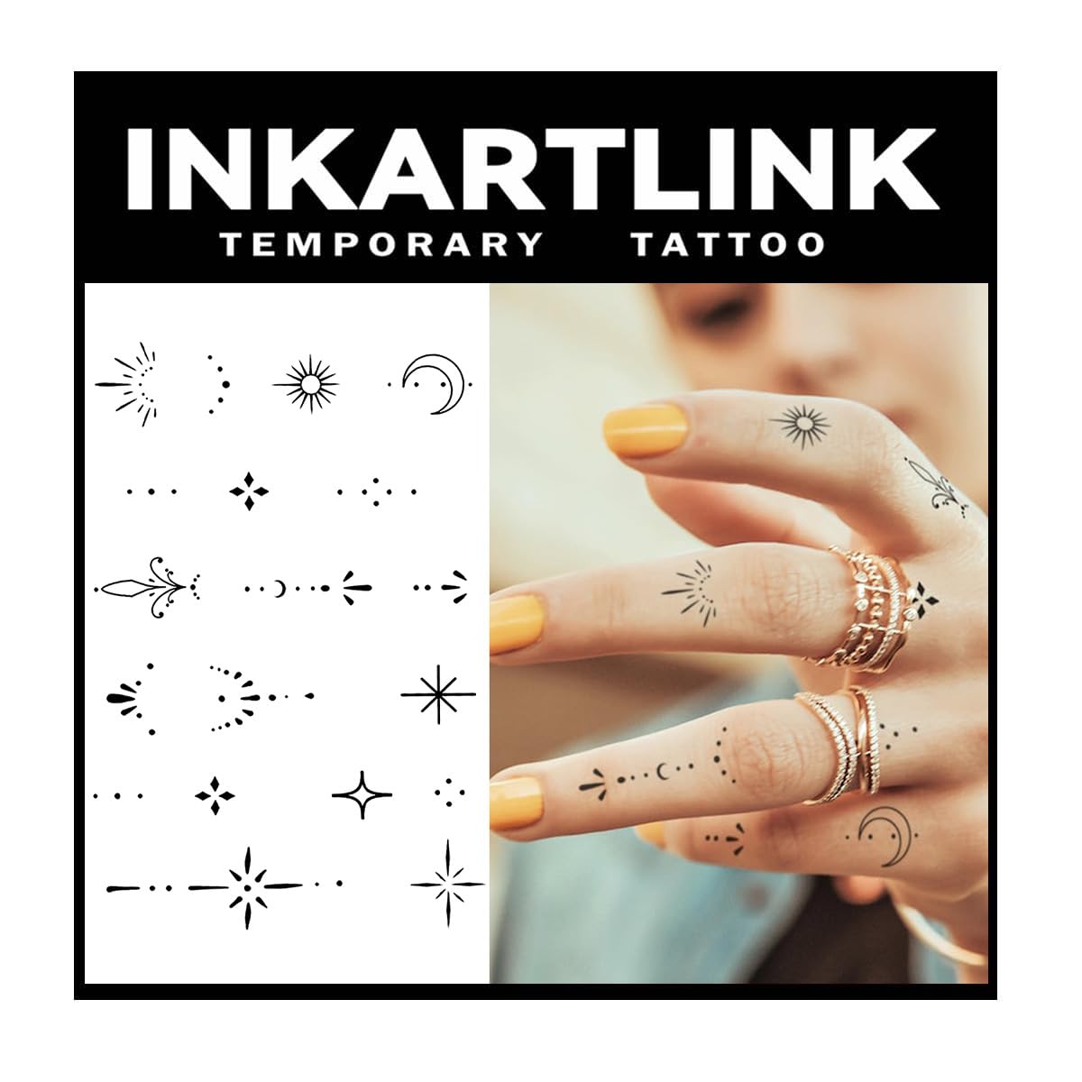 INKARTLINK Semi Permanent Tattoo 2 Sheets Henna Finger Tattoo for Women Fresh small design 1
