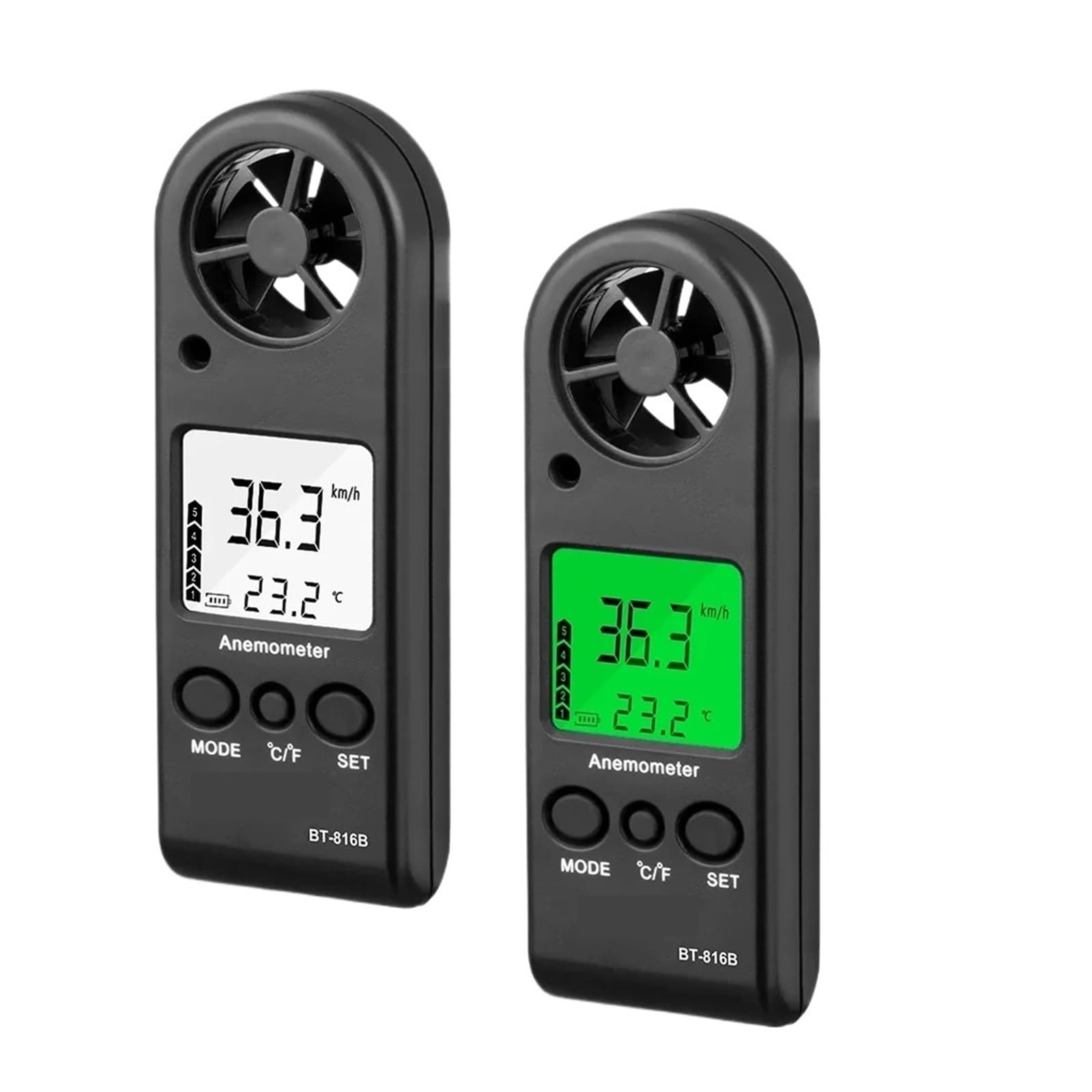 Anemómetro de mano, medidor digital de velocidad del viento for medir la velocidad del flujo de aire (cfm) y la temperatura.(2 PACKS)