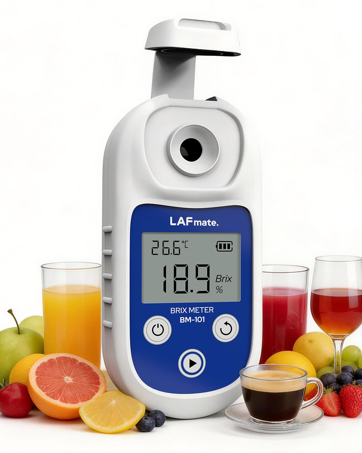 Rifrattometro Digitale 0-55% ±0,2%, BM101 Rifrattometro brix con ATC, IP65 Rifrattometro Digitale brix per Succo, vinificazione & caffè
