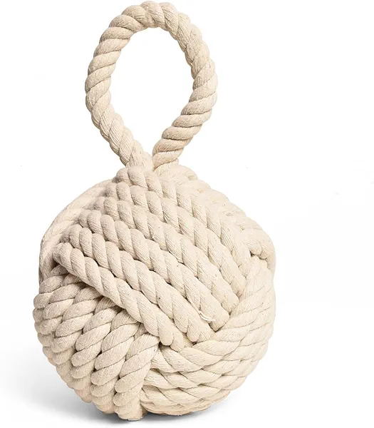 Monrocco Decorative Door Stoppers Rope Knot Door Stop for Bedroom, Living Room, Window Wedge, Bookend (Ivory)
