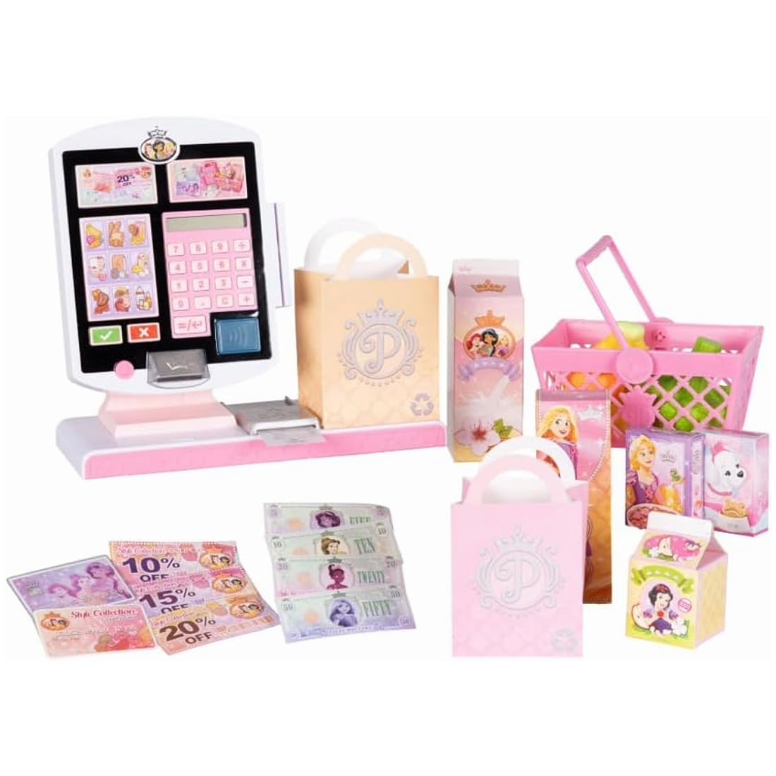 Disney Princess Style Collection Kids Self-Checkout Register Market Set for Children's Pretend Play - Scan, Bag & Pay Just Like at a Real Store! [Amazon Exclusive]