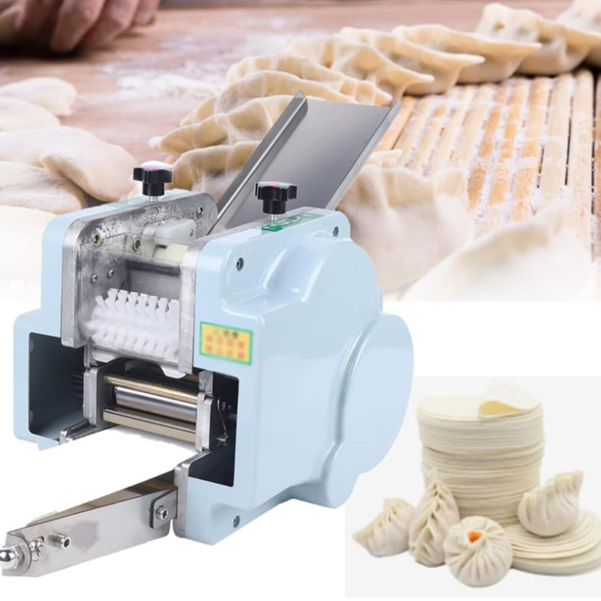 LJCSSD Electric Commercial Dumpling Wrapper,Automatic Dumpling Skin Maker Machine Stainless Steel,8cm Automatic Dumpling Skin Wonton Maker, For Commercial Household Restaurant