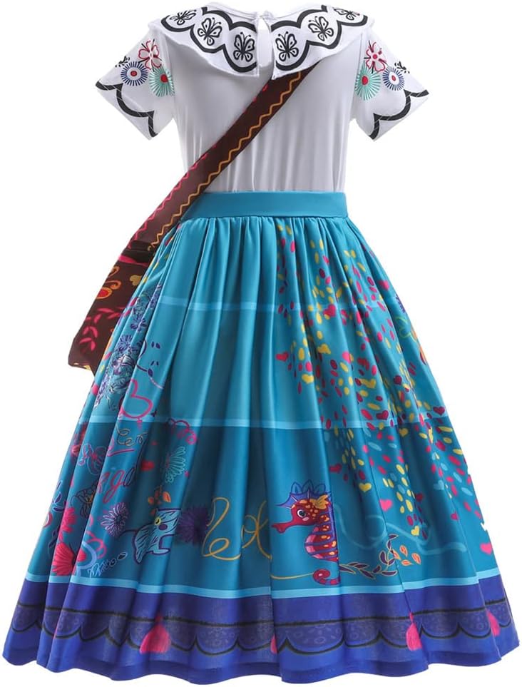 Encanto Mirabel Costume for Girls Cosplay Isabella Outfit Princess Halloween Dress Up With Earrings - Image 2