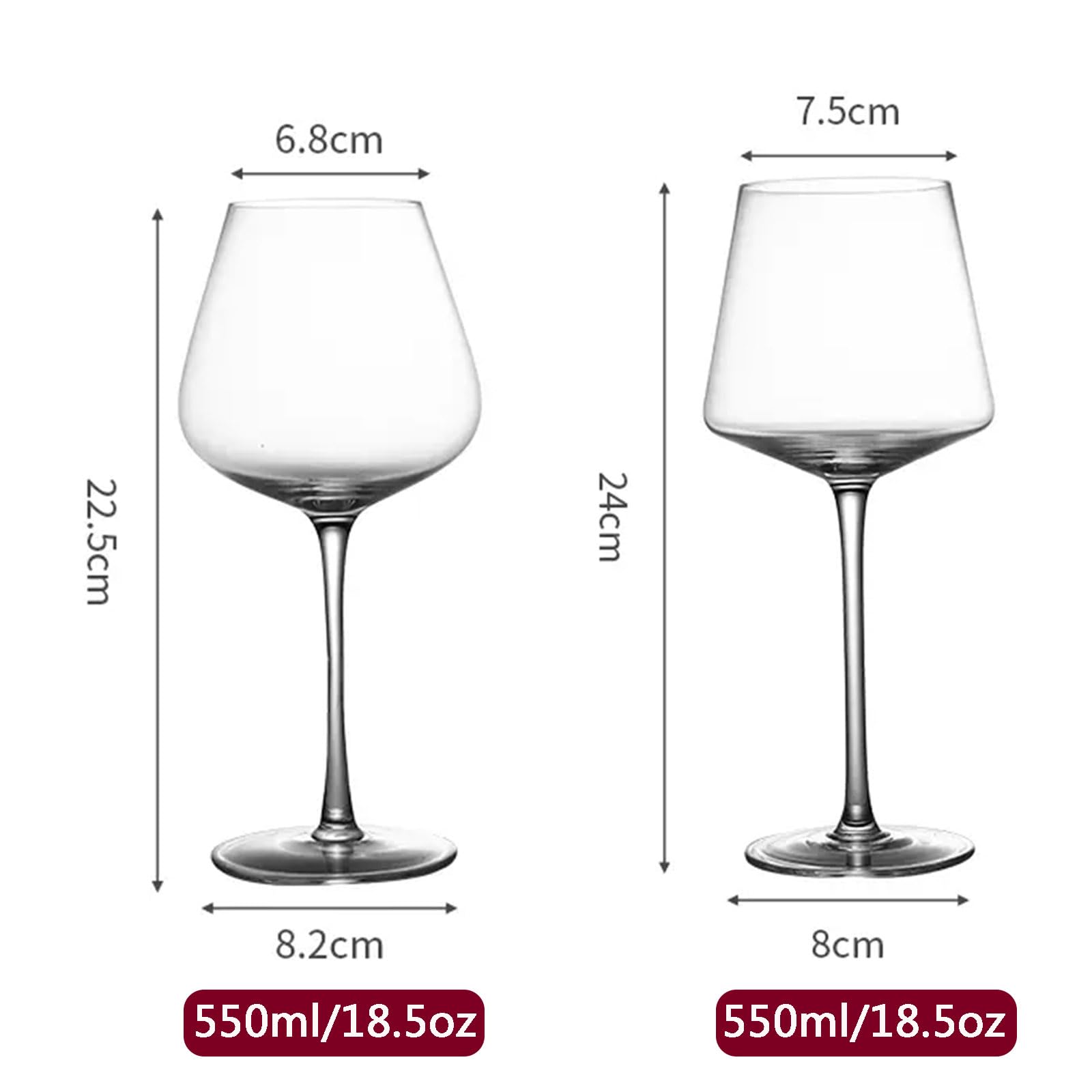 Rotwein Gläser Für Große Hand Geblasene Weingläser Lange Stiel Kristall Weingläser 18.5Ozml Für Hotels Bars/a/Satz Von 4