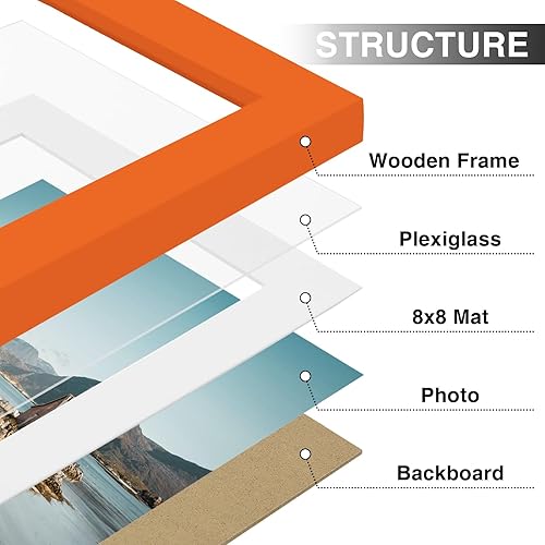 Vista 349 de Vittanly - Juego de 9 portarretratos, plexiglás resistente a rupturas, exhibe fotos de 12 x 12 pulgadas o, con paspartú, de 8 x 8 pulgadas, marcos