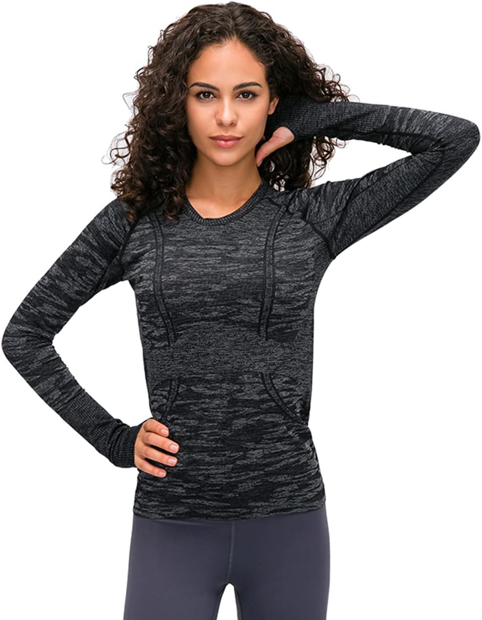 LUYAA Women's Workout Tops Long Sleeve Shirts Yoga Sports Breathable Gym Athletic Top Slim Fit - Image 2