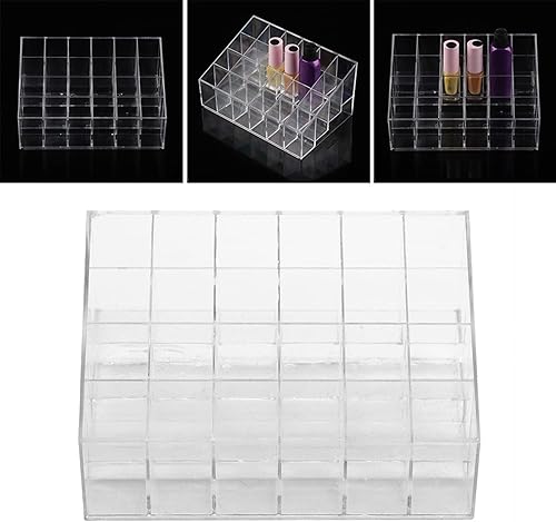 Miniatura 2 de Haofy 24 rejillas transparentes para lápiz labial, organizador de maquillaje y cosméticos, caja de almacenamiento de maquillaje, esmalte de uñas,