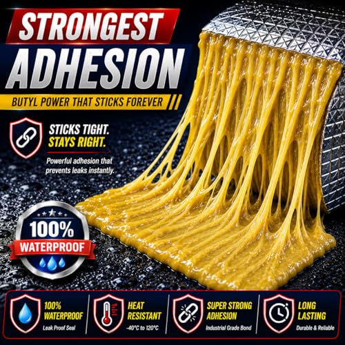 Image of UB Unity Brand Waterproof Aluminium Tape for Roof Leakage, Heavy Duty Strong Adhesive Butyl Tape for Roof Leak, Water Tank, Window & Pipe Leakage Repair, Weatherproof Seal Tape (5 CM X 5 Meter)