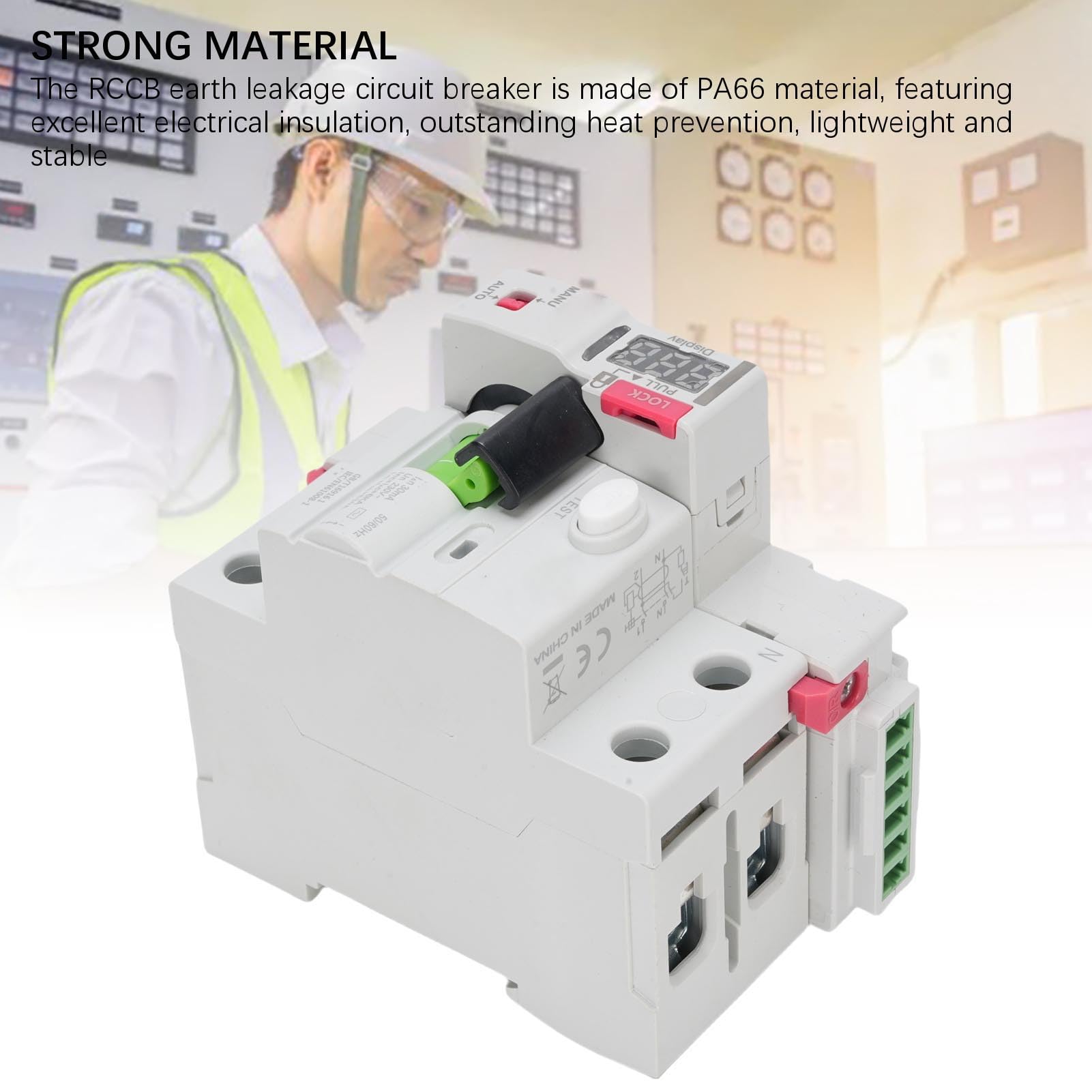 Interruttore differenziale differenziale RCD 2P RCD tipo A Display digitale ripristino automatico applicabile per energia solare fotovoltaica Smart Home (Ha pugnalato)