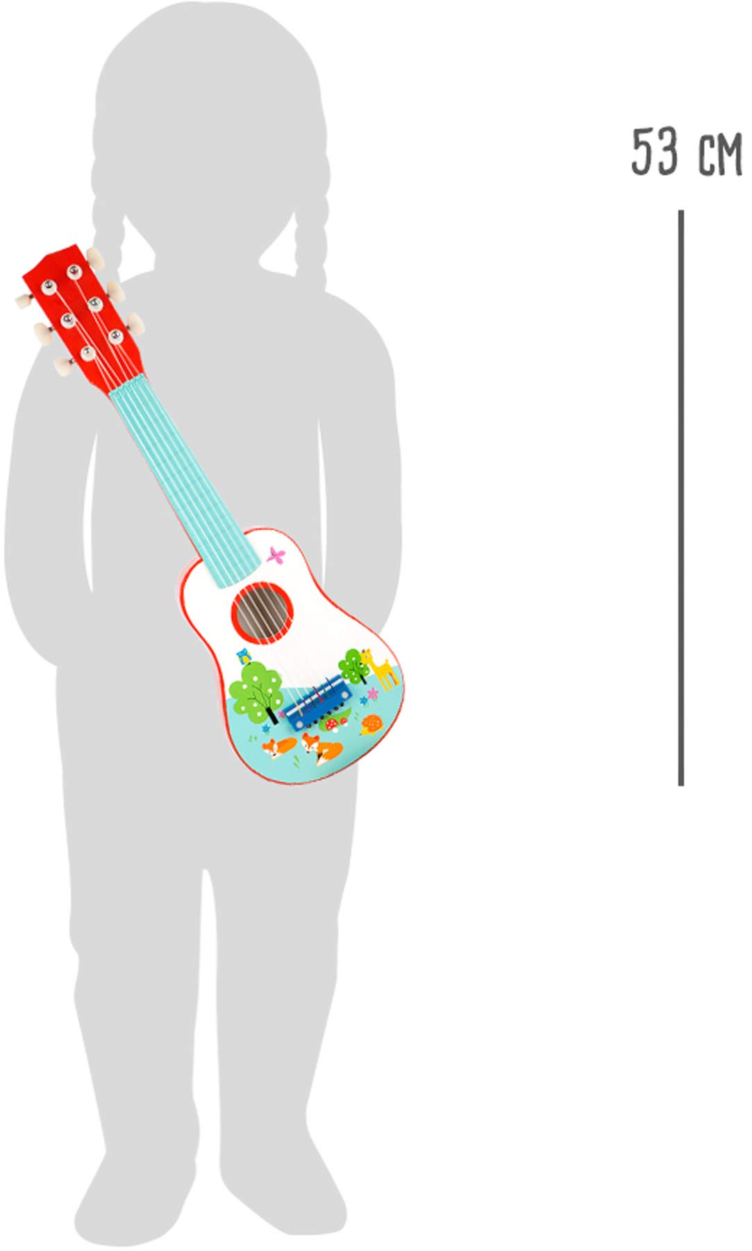 10725 Chitarra Volpacchiotto small foot di legno per bambini, il primo strumento musicale, promuove le abilità musicali, a partire da 3 anni di età