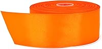 Vista 23 de Cinta de satén naranja, 1/4 pulgadas x 50 yardas, color sólido de doble cara, rollo de cinta gruesa y duradera, 100% poliéster para envolver