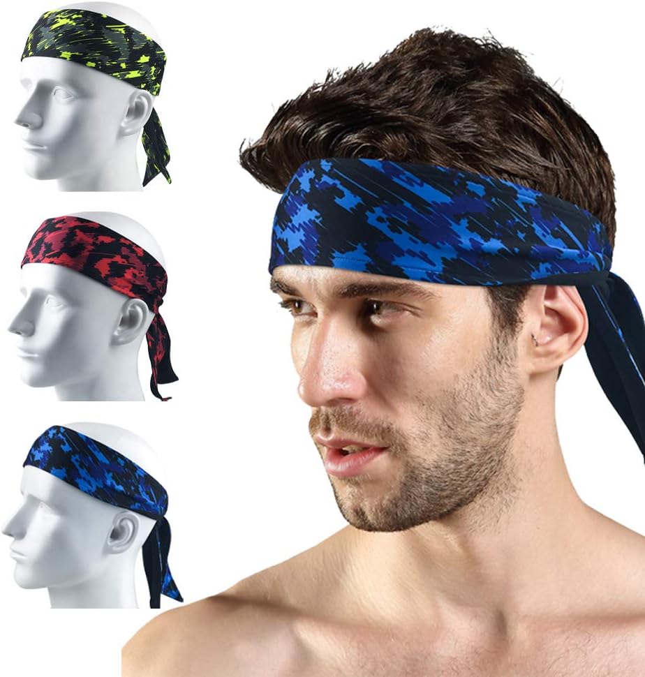 Golden Apple 3 Pack Sports Headband, Sweatband for Running, Working Out, Crossfit, Yoga, Basketball, Tennis, Wicking Head Band For Men Women
