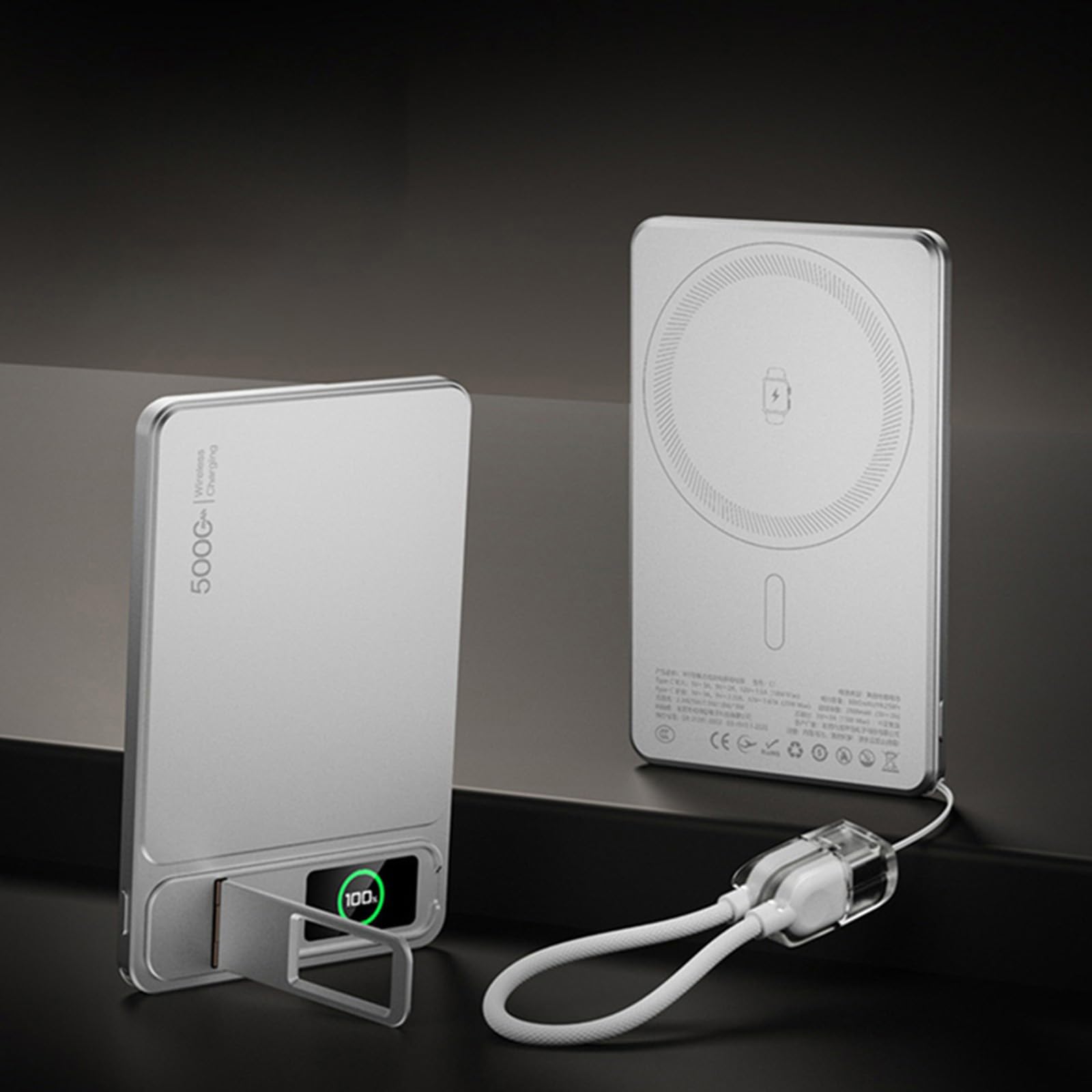 Batería portátil de reserva de energía de 5000 mAh, 5000 mAh, 10000 mAh, carga rápida con pantalla transparente para viajes y viajes