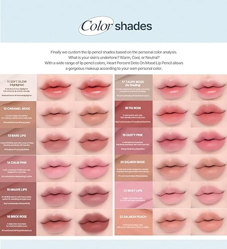 Miniatura 7 de Heart Percent Dote On Mood Lápiz labial, lápiz labial cremoso de larga duración, delineador de color liso, lápiz labial retráctil 0.03 oz, 06. Color