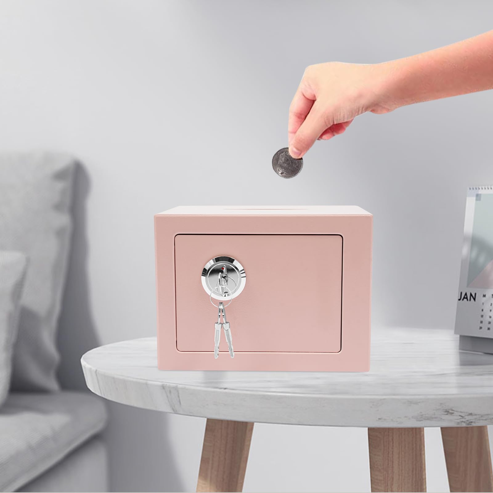 Caja fuerte para llaves, caja de dinero con cerradura con ranura, 4,6 l, caja fuerte para el hogar, hucha, caja fuerte pequeña con llave, caja fuerte mecánica para muebles para el hogar con llave