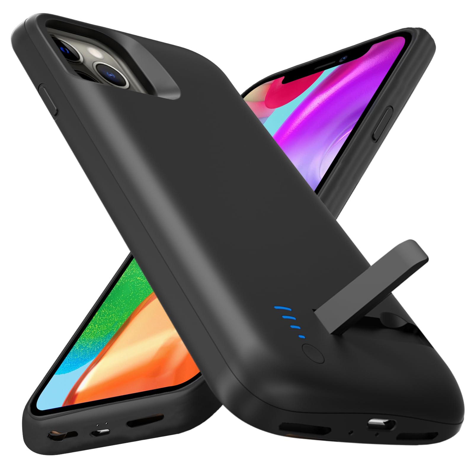 Custodia con Batteria per iPhone 12/12 Pro, Ricarica Estesa Sottile Ricaricabile da 8500 mAh, Custodia Protettiva Portatile con Batteria per iPhone 12/12 Pro, 6.1 Pollici - Nero