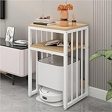 Over The Sweeping Robot The Table Storage Rack, 2-Tier Robot Vacuum Cabinet, Storage Cabinet with Foot Pad, Living Room Furniture Display Unit for Home Decor(Natural,50cm-19.7in)