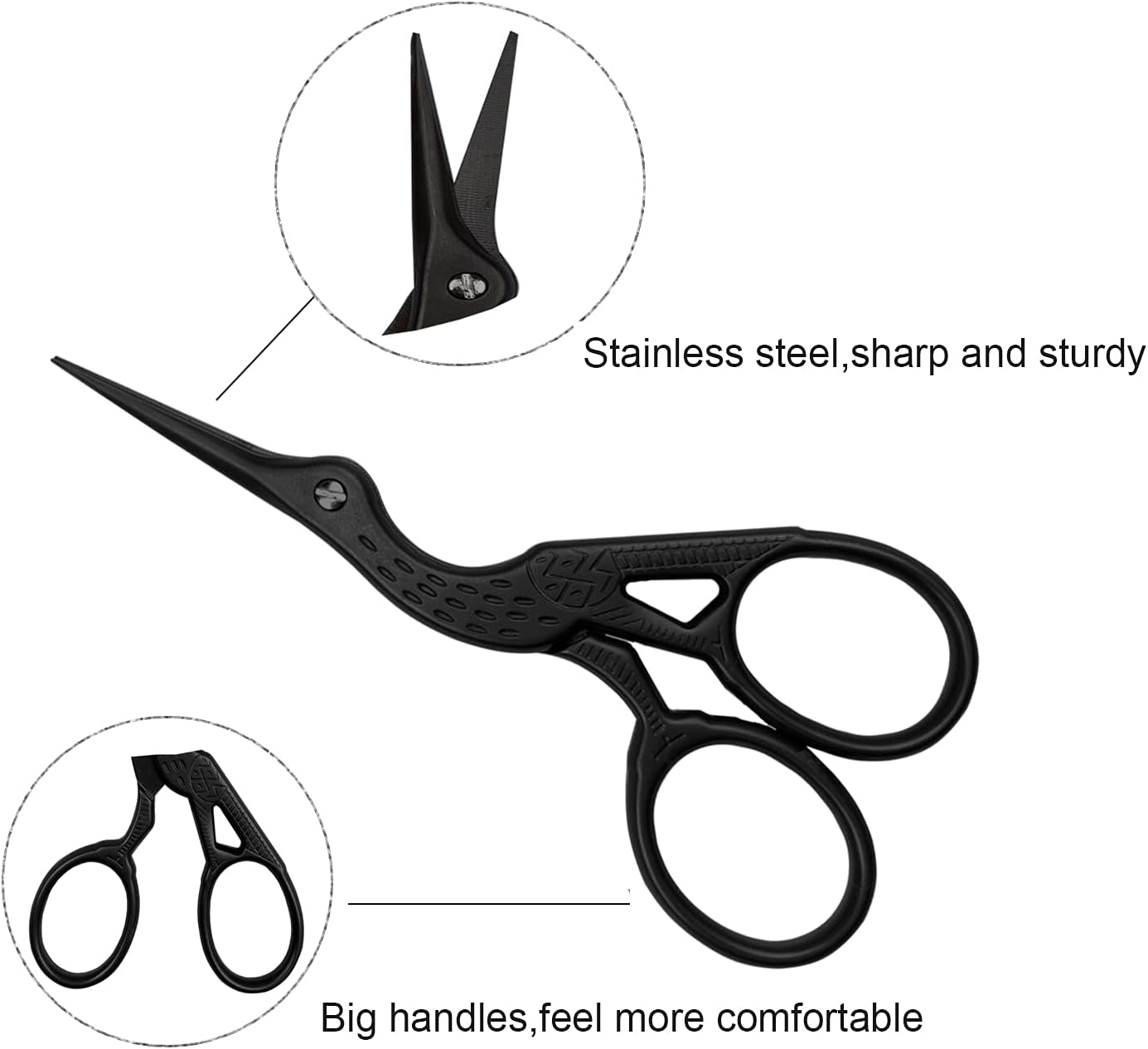 Weabetfu 3.6-inch Small Sewing Scissors with Leather Cover - Stainless Steel Craft Scissors for Embroidery, Craft, Needlework & Everyday Use - Black