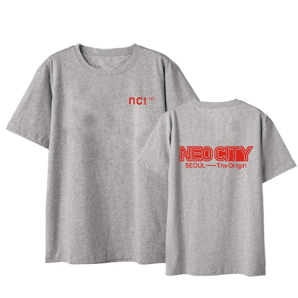 Maisley Men's Gray Nct 127 Short-Sleeved T-Shirt Seoul Concert Officially T-Shirt And Fe Students Summer Short-Sleeved