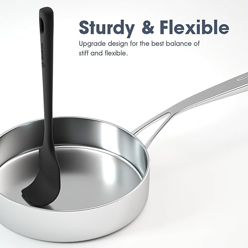 Miniatura 10 de Juego de 4 espátulas de silicona, espátula de goma de grado alimenticio, mango fuerte mejorado con agarre ergonómico, resistente al calor para