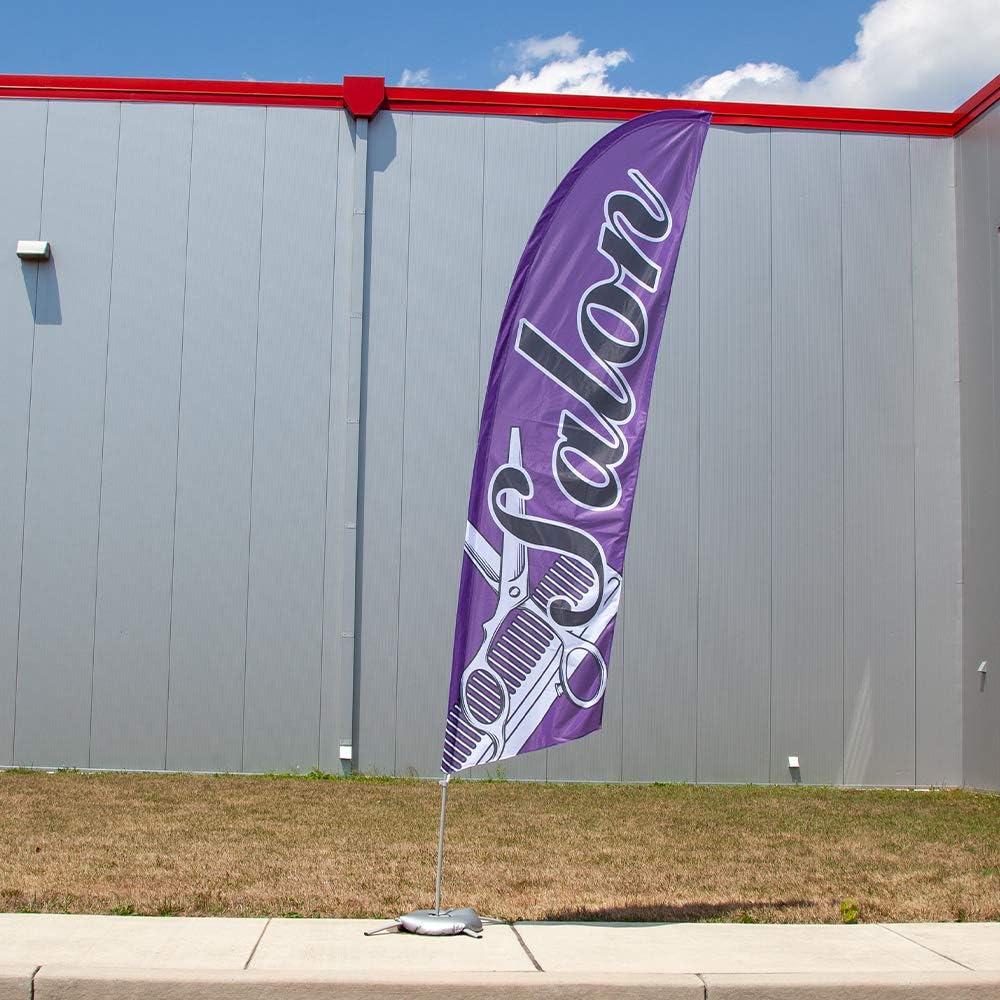 Vispronet Salon Feather Flag Kit - 13.5ft Swooper Flag with Pole Set, Cross Base and Weight Bag - Printed in the USA