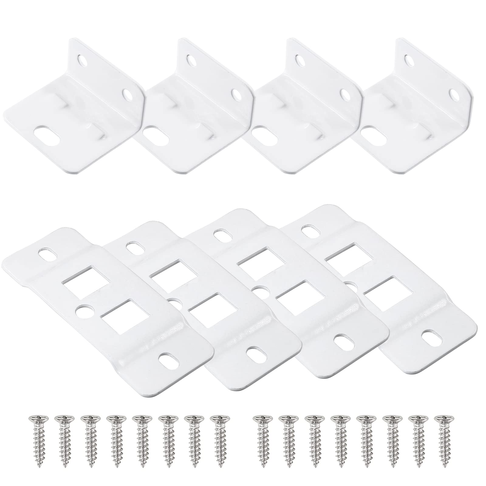 4 Packs White 2 in 1 Corner Braces, Metal Insert Buckle Shelf Bracket, Joint Right Angle Bracket Shelf Supporter Connector for Cabinet Shelf TV Stand