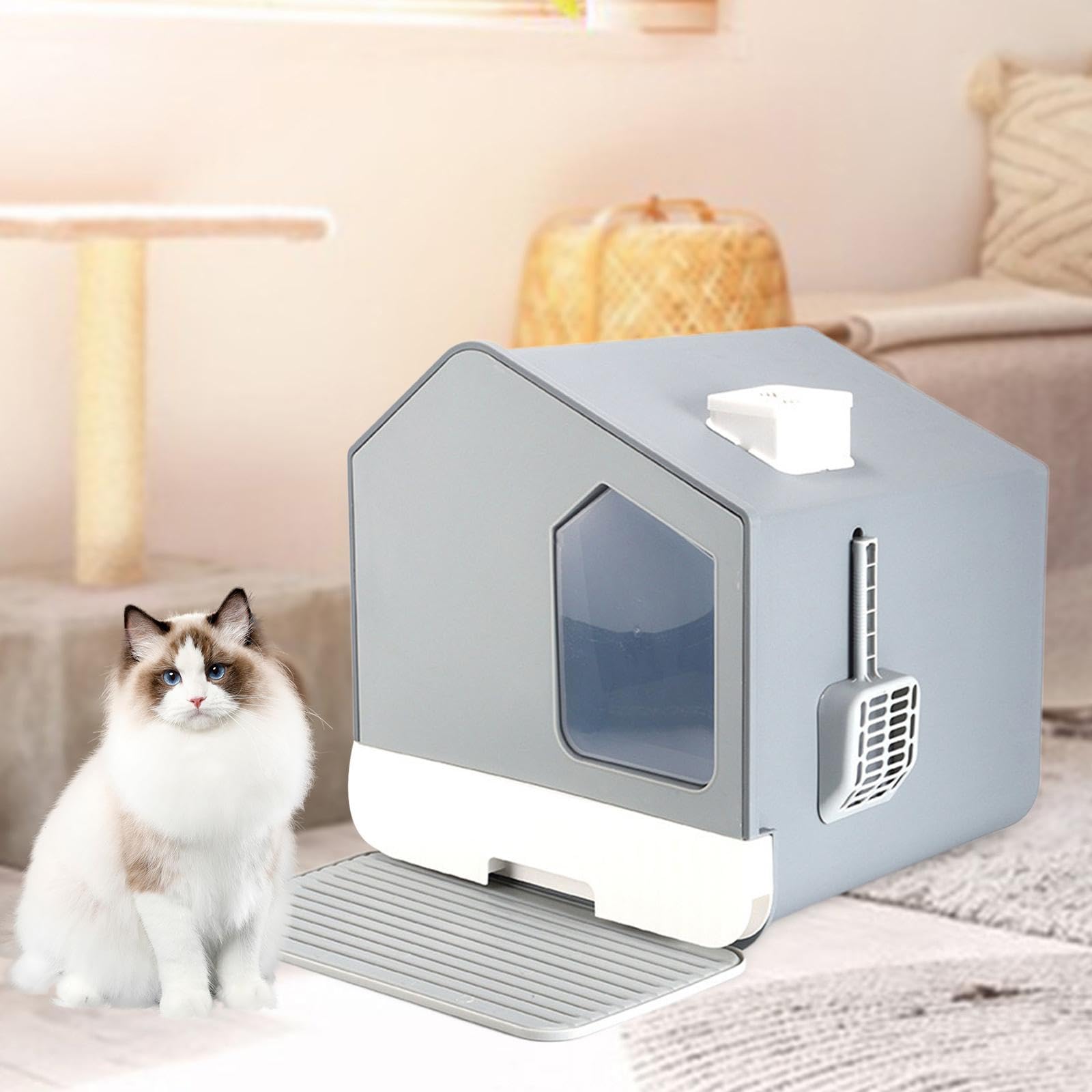 Amazon | 猫用トイレボックス 猫用トイレハウス 飛び散り防止 お手入れ
