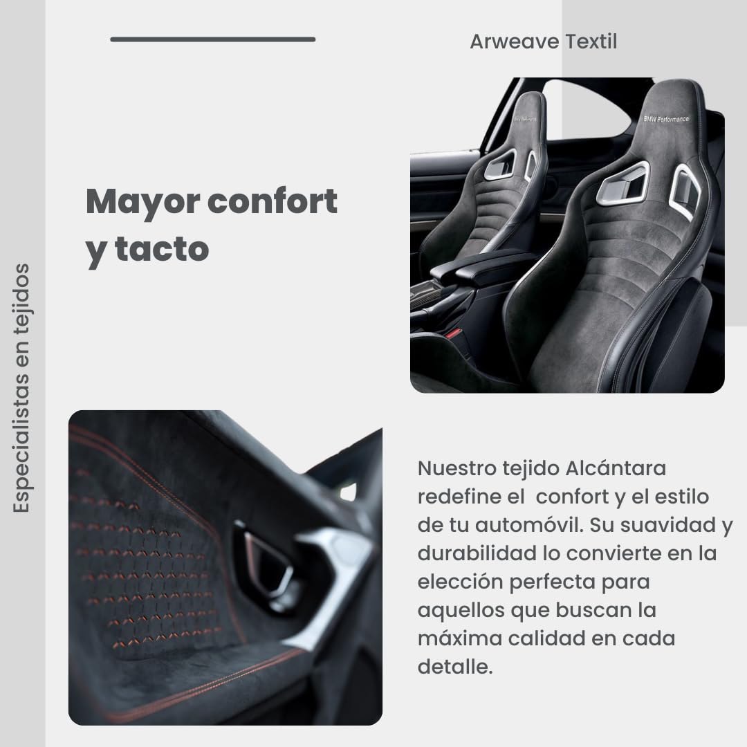 Tejido Alcántara Original para tapicería de automóvil – Negro – Ancho 145 cm – Largo 500 cm