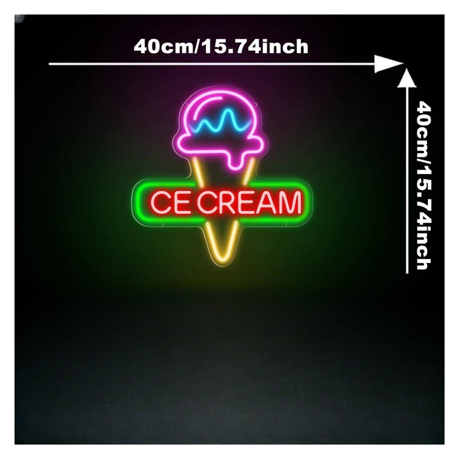 Letrero luz neón LED de helado para letreros neón Comida para luz para heladerías Restaurantes Tiendas bocadillos