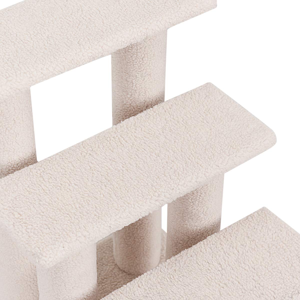 SOARS Katzentreppe, 4-stufige Haustiertreppe, Treppe für Katzen bis 25 kg, Hundetreppe, Kletterbaum Katzenbaum, 61 x 41 x 60 cm (Beige)
