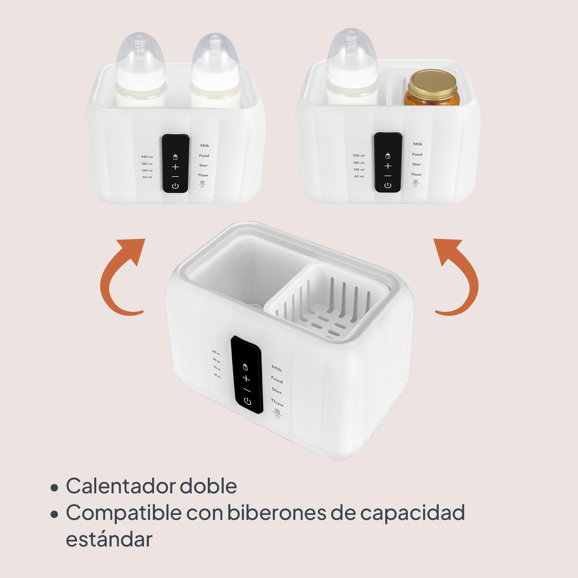 Lionelo Thermup Duo Calienta Biberones Doble y Esterilizador, Blanco