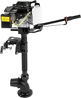 4HP 55CC 4 Stroke Outboard Engine, 2.9KW Manual Start Gas Boat Motor with Wind Cooling and CDI Ignition System Tiller Control, Gasoline Outboard Motor Jet Pump Outboard Engine