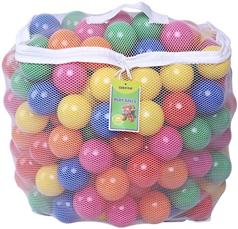 Click N' Play Ball Pit Balls 200 Pack, Plastic Balls for Ball Pit, Phthalate and BPA Free, Includes a Reusable Storage Bag with Zipper, Bright Colors Play Balls for Ball Pit for Toddlers, Kids, Dogs!