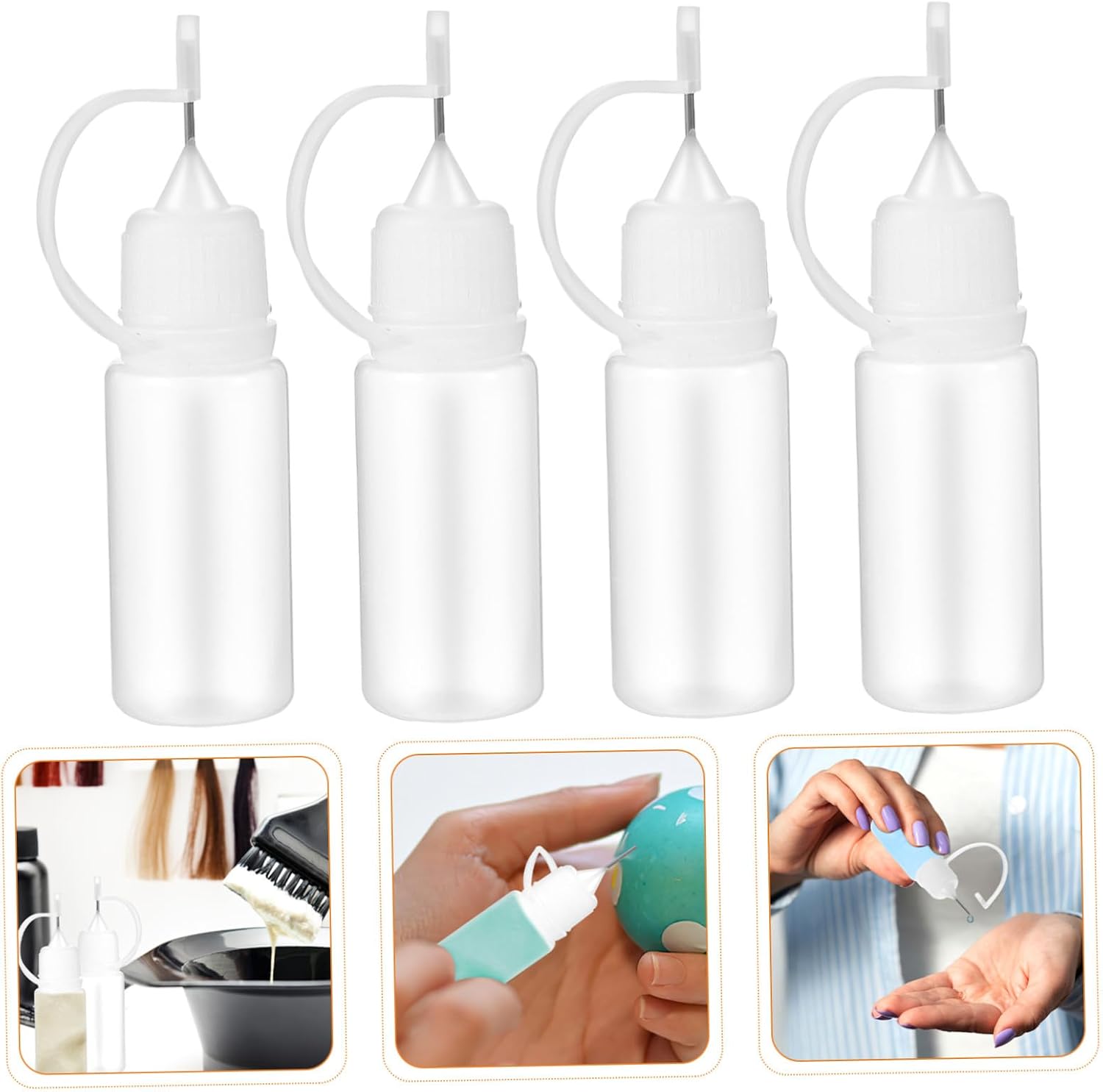 25pcs Needle Tip Glue Bottles 10ml Pe Squeeze Bottles with Metal Fine Point Applicator Tips, Travel-friendly Size for Precision Liquid Dispensing and Craft Projects