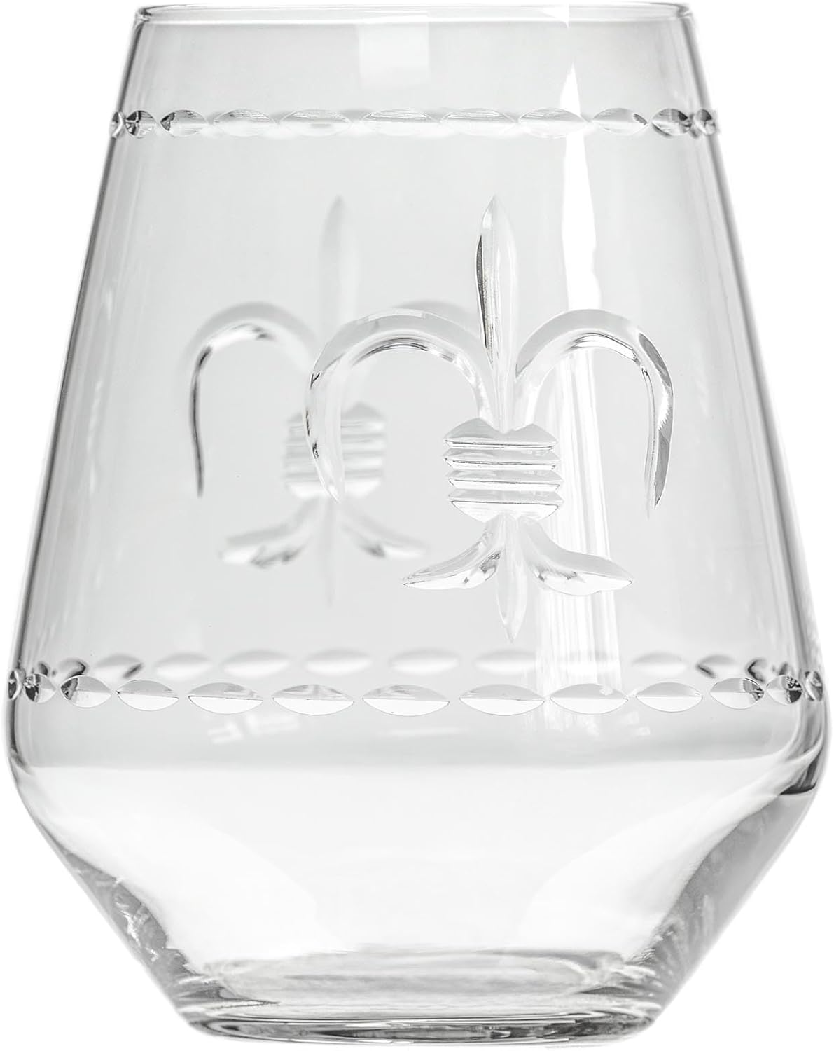 Rolf Glass Fleur De Lis Stemless Wine Tumbler 18 ounce - Stemless Wine Glasses - Lead-Free Glass - Etched Tumbler Glasses - Proudly Made in the USA (Set of 2) - Image 2