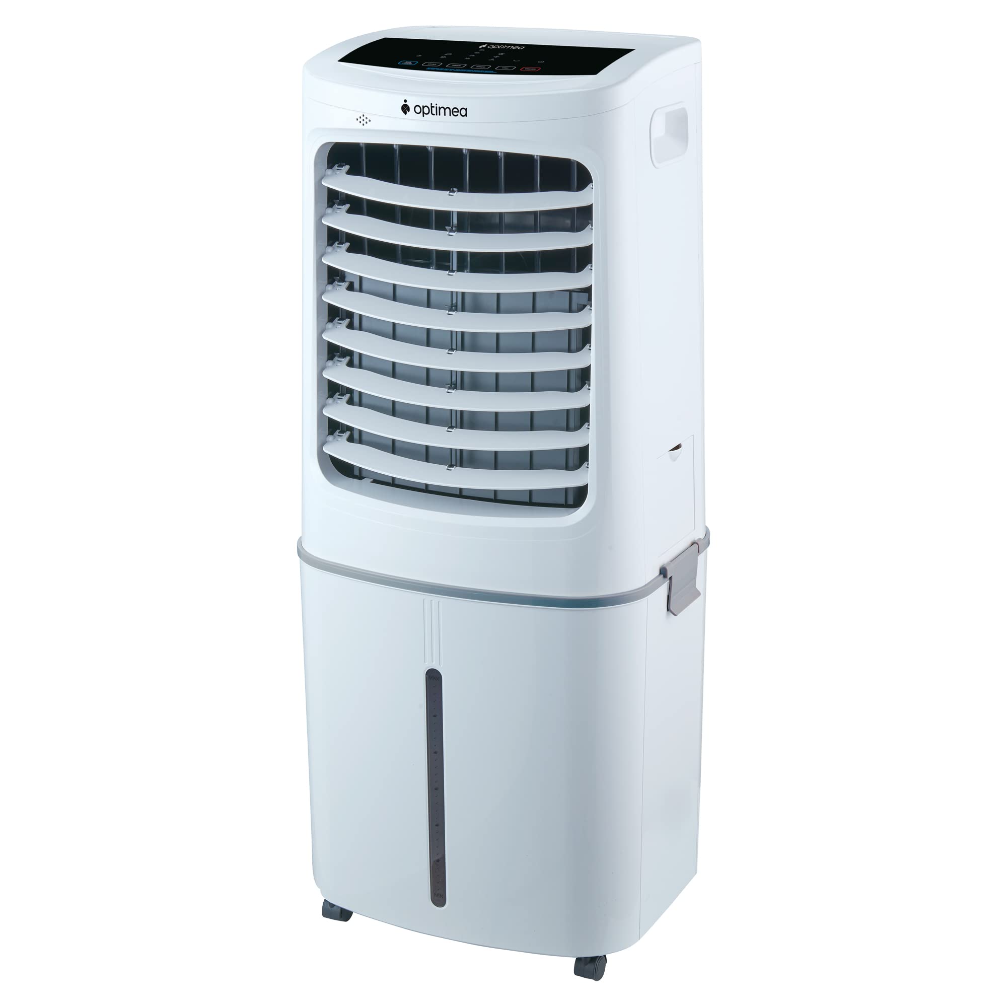 OPTIMEA ORA-440D Rafraîchisseur d'air XXL 44L, spécial pour les très grandes pièces et commerces sans évacuation d'air mode nuit, débit d'air 798 m³/h, capacité d'humidification 3L/h