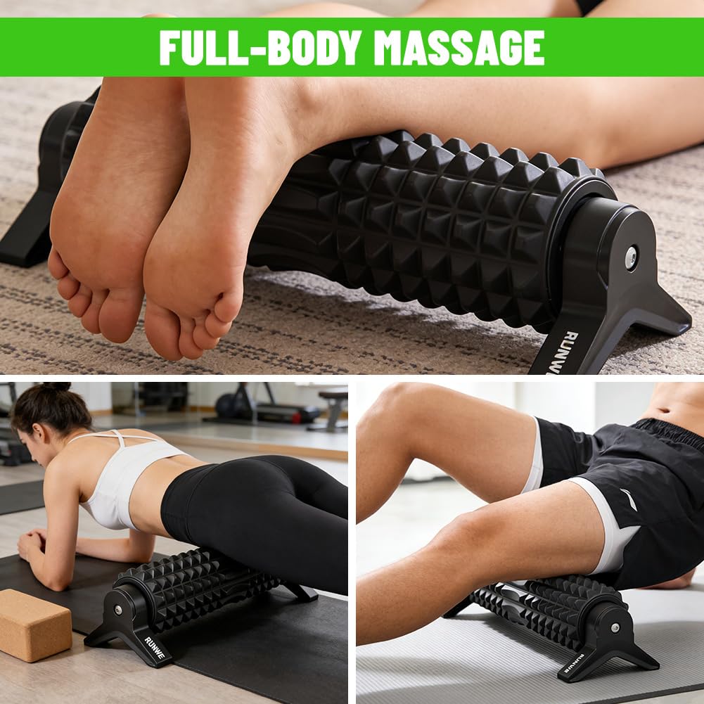 Rouleau de massage en mousse rigide avec support et texture 3D - Idéal pour le yoga, le pilates, le fitness, le dos, les jambes, les épaules - Relaxation musculaire