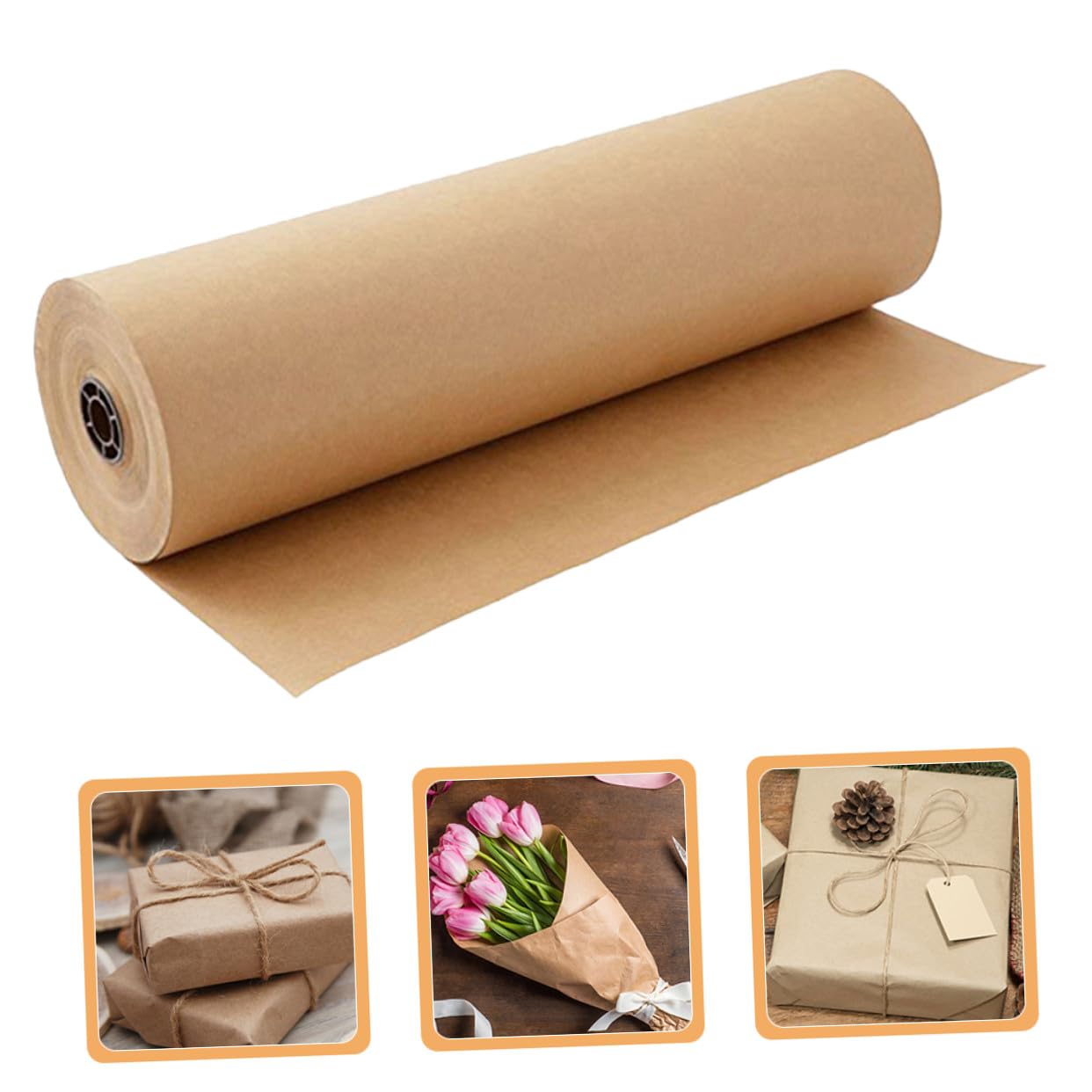 Rollo de Papel Kraft Marrón para Manualidades y Flores, 2 Rollos