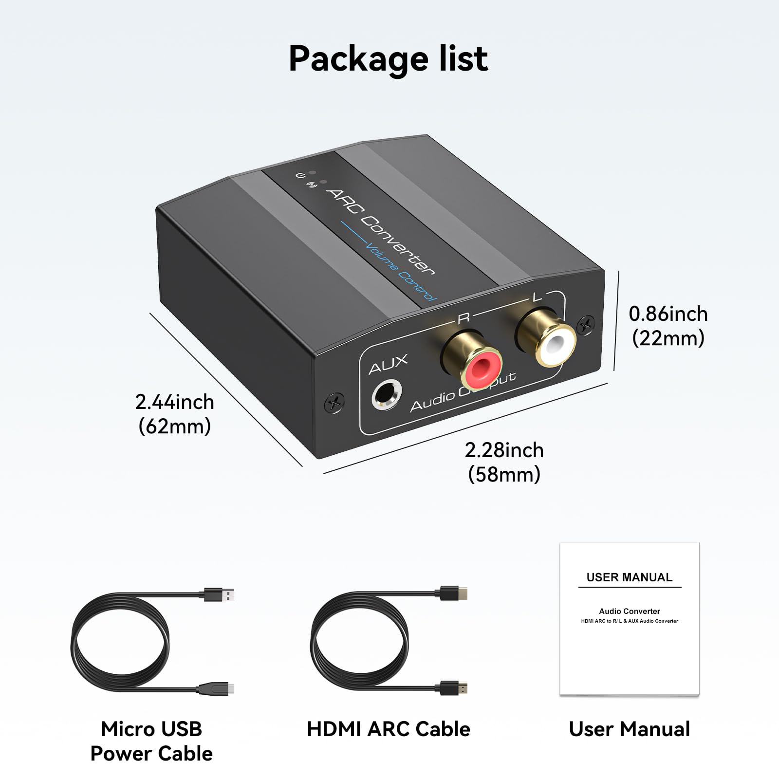 Adaptador HDMI ARC 4K60Hz HDMI ARC extractor de audio con 3.5 mm y audio estéreo L R para barra de sonido HDTV amplificador de altavoz
