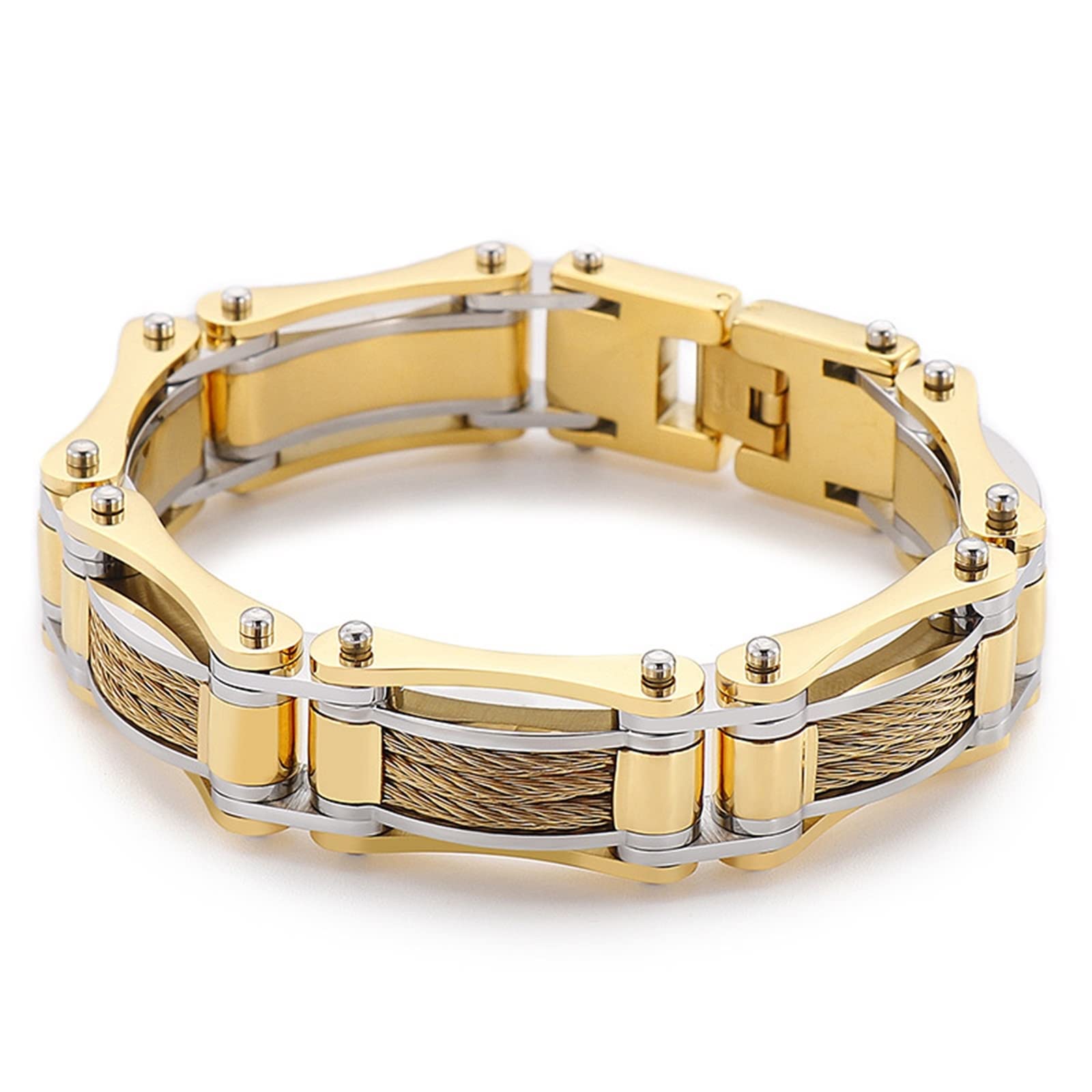 AMDXD Bracelet Poignet Homme, Bracelethomme Hip-Hop Rock Acier Inoxydable Bracelets Jonc