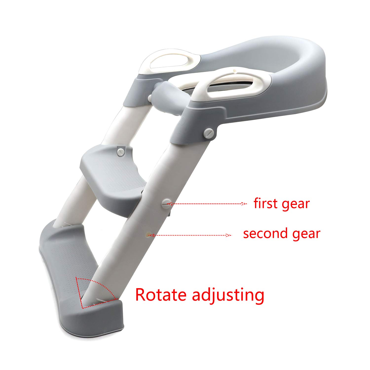 HTTMT - Asiento clásico de escalera de inodoro con cojín mejorado, silla de inodoro para bebés y niños pequeños, color gris [P/N: ET-BABY002-GRAY-C]