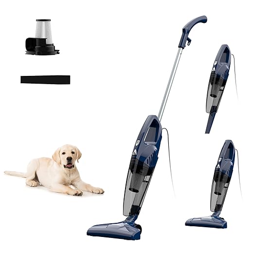 Corded Stick Vacuum Cleaner, Lightweight 3-in-1 Vacuum, Powerful Suction with 600W Motor, 16.7Ft Handheld Vacuum 0.7 Liters Capacity Use for Home, Hard Floor, Carpet, Car，Pet Hair(VA001)