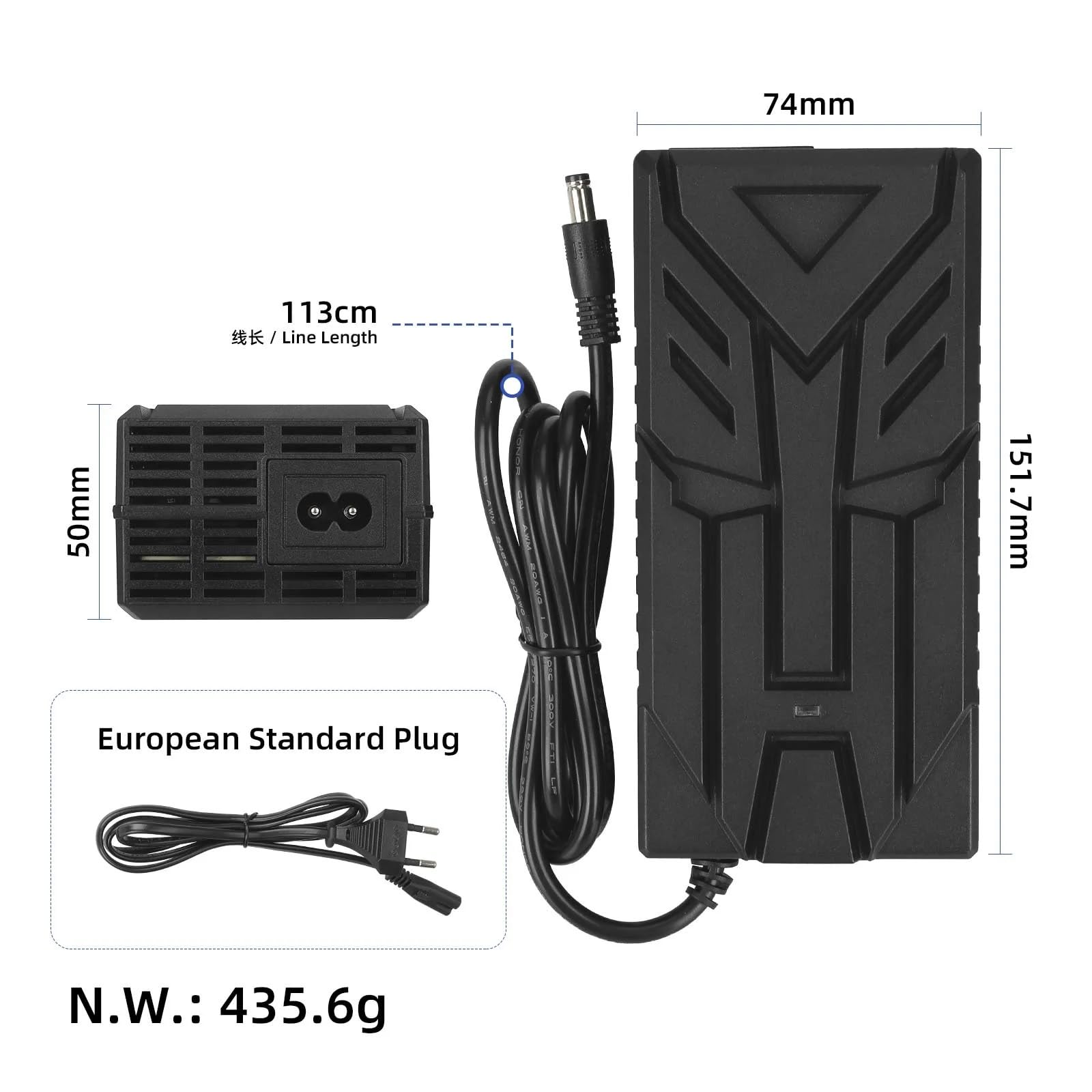 Chargeur 42 V-58,8 V 3 A pour scooter électrique Kukirin G2/G3/M5 Pro, Joyor Y10, pour SOFLOW SO 4 PRO, pour scooter électrique Navee V25i/V50 PRO, chargeur rapide universel pour 36 V (10S