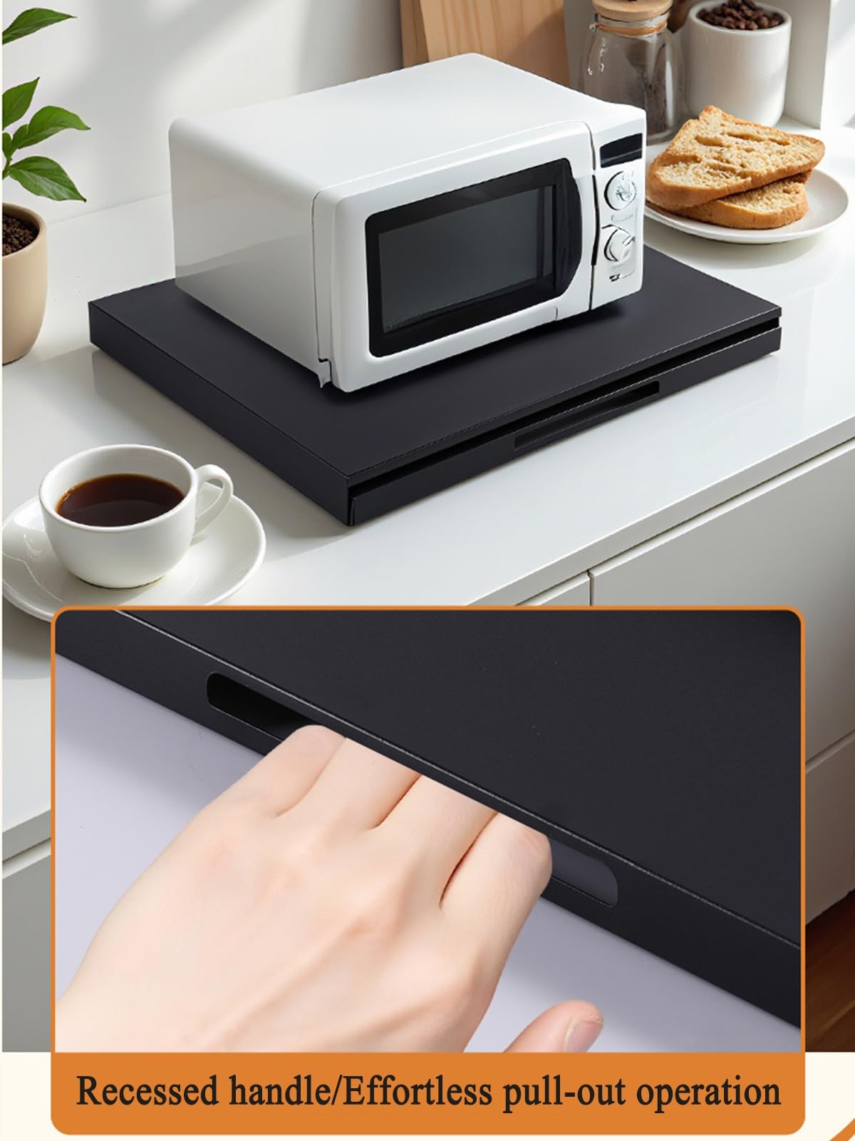 Support de Comptoir pour Micro-Ondes, Acier Organisateur Coulissant et Rétractable pour Micro-Ondes, Station À Café et Rangement D'appareils Électroménagers Étagère Extensible, Blanche