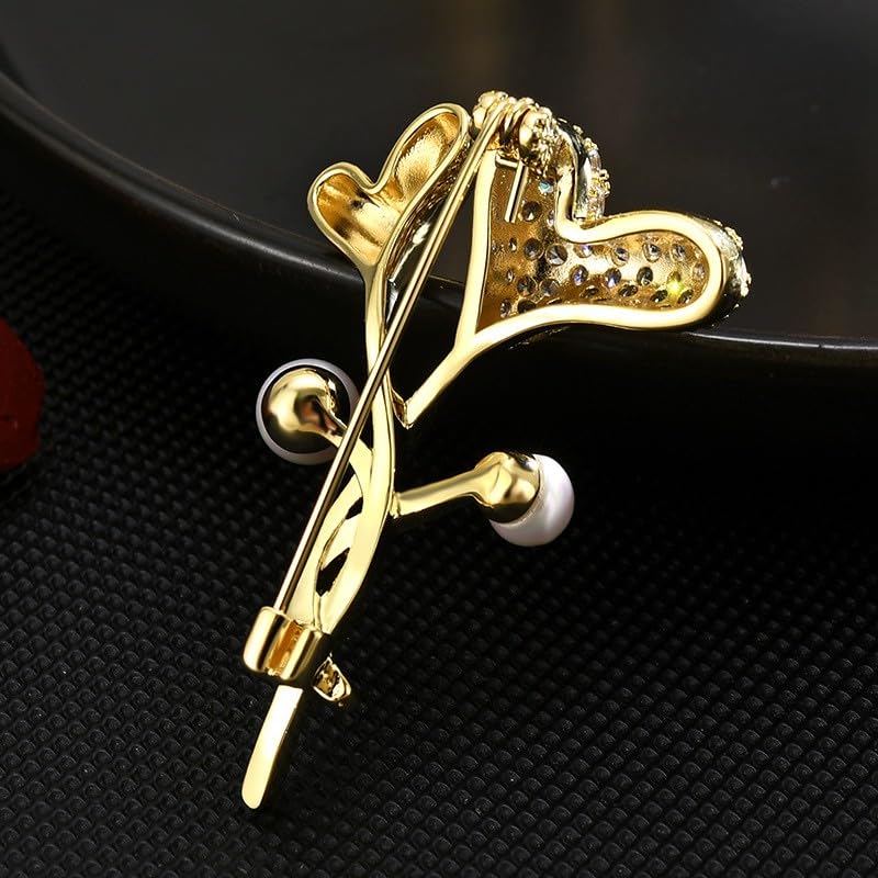 Image of Austrian Crystal Brooch Sparkling Rhinestone Brooch 18k Gold-Plated Birthstone Lapel Pin Jewelry Birthday Gifts for Women